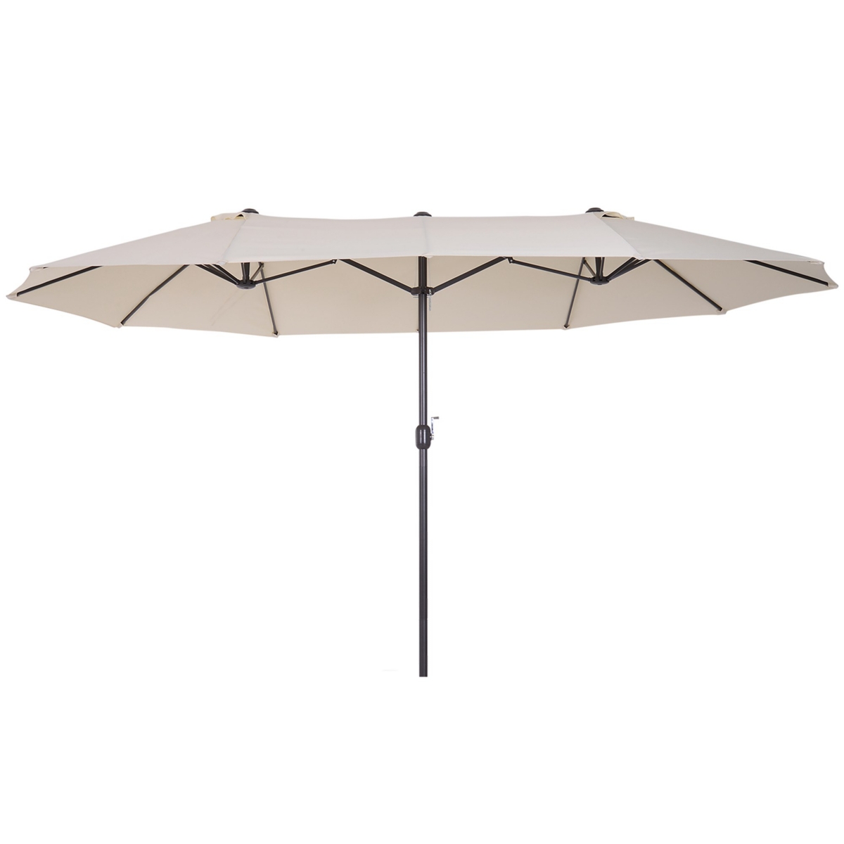 15ft Patio Umbrella Double-Sided Outdoor Market Extra Large Umbrella with Crank Handle for Deck, Lawn, Backyard and Pool, White - White