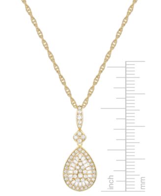 Diamond Round & Baguette Teardrop Cluster 18" Pendant Necklace (1/2 ct. t.w.)