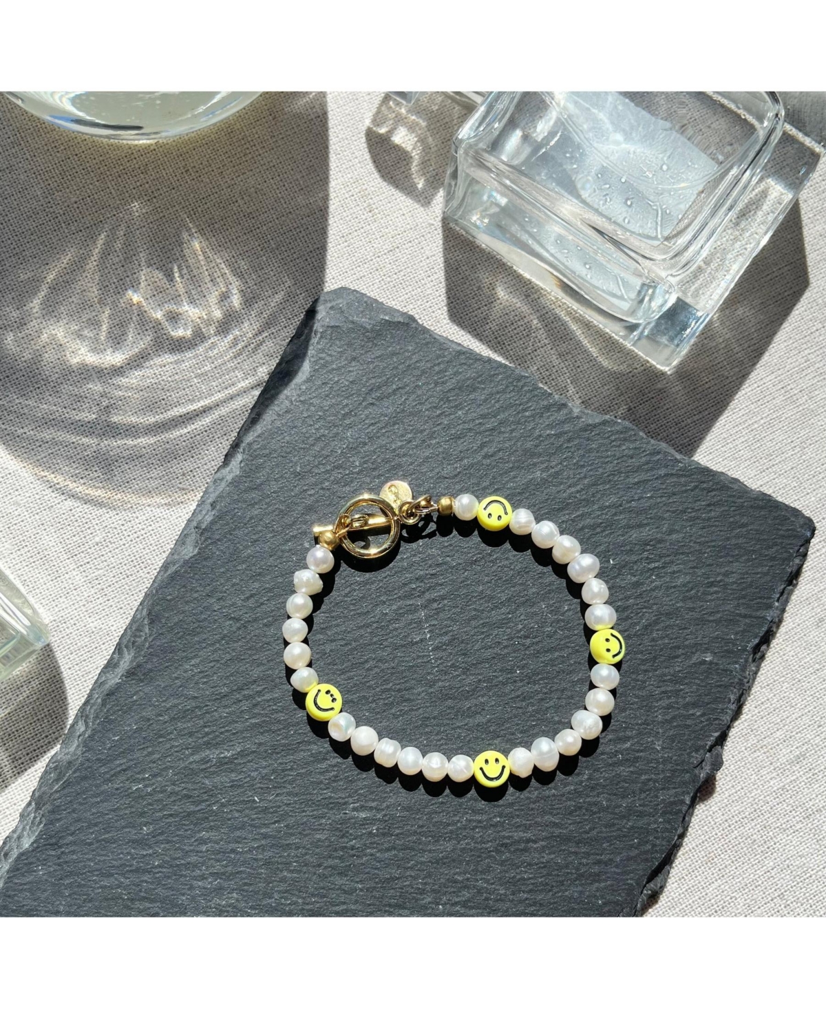 Joey Baby 18K Gold Plated Freshwater Pearls with Smiley Face - HaHa Bracelet 7