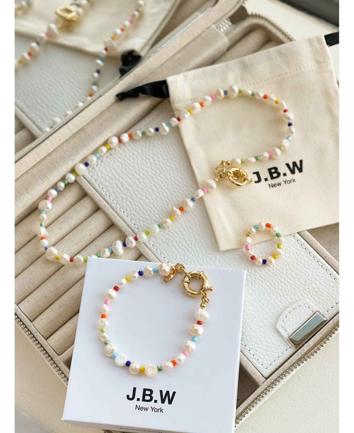 Joey Baby 18K Gold Plated Freshwater Pearls with Colored Glass Beads