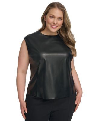 Calvin Klein - Plus Size Mixed-Media Sleeveless Top