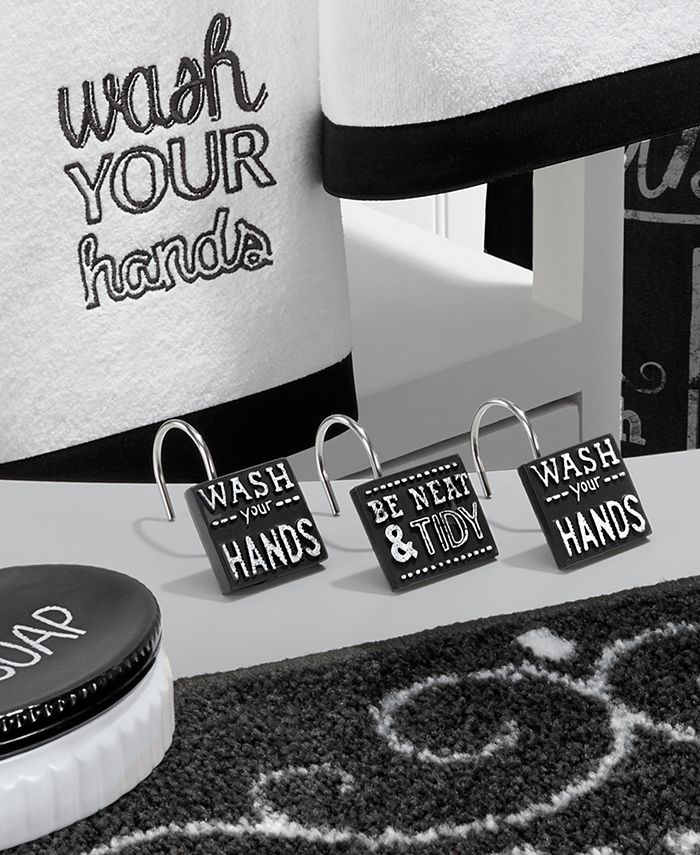 Avanti Chalk It Up Vintage Inspired Resin 12Pc. Shower Curtain Hooks