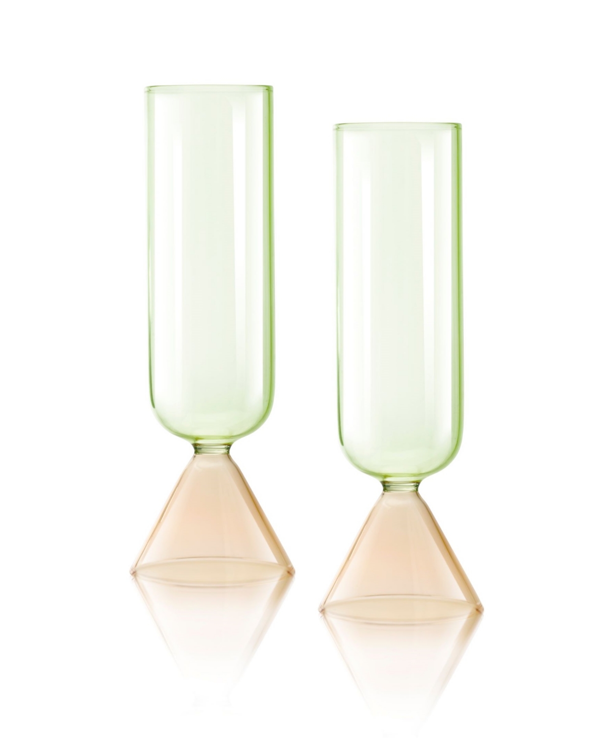 Qualia Glass Venice Flute Glasses, Set Of 2 In Peach,green