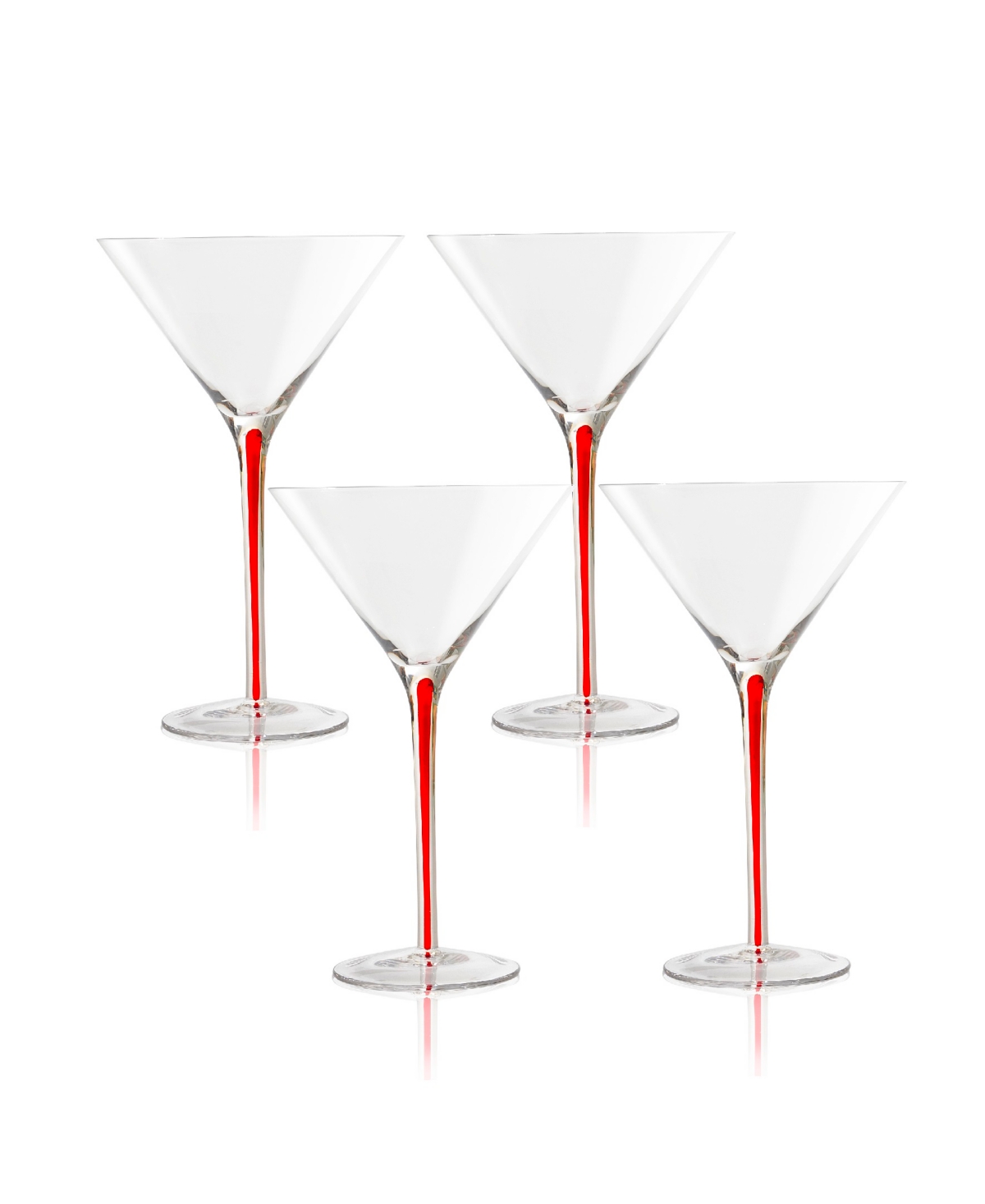 Qualia Glass Tempest Martini Glasses, Set Of 4 In Clear,red