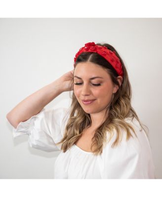 Women's Stone Quartz Traditional Knot Headband - Red