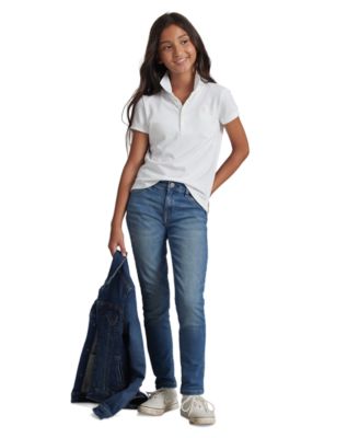 Girls 7-16 Stretch Cotton Mesh Polo Shirt