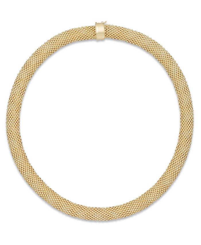 Italian Gold Mesh Collar Necklace in 14k Vermeil over Sterling Silver ...