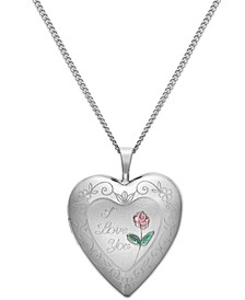 I Love You Heart Locket Necklace in Sterling Silver