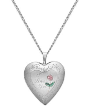 image of I Love You Heart Locket Necklace in Sterling Silver