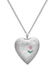 Macy's Sterling Silver Four Photo Engraved Locket Necklace