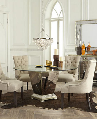 Furniture Marais Dining Room Furniture, 5 Piece Set (54&quot; Mirrored Dining Table and 4 Side Chairs ...
