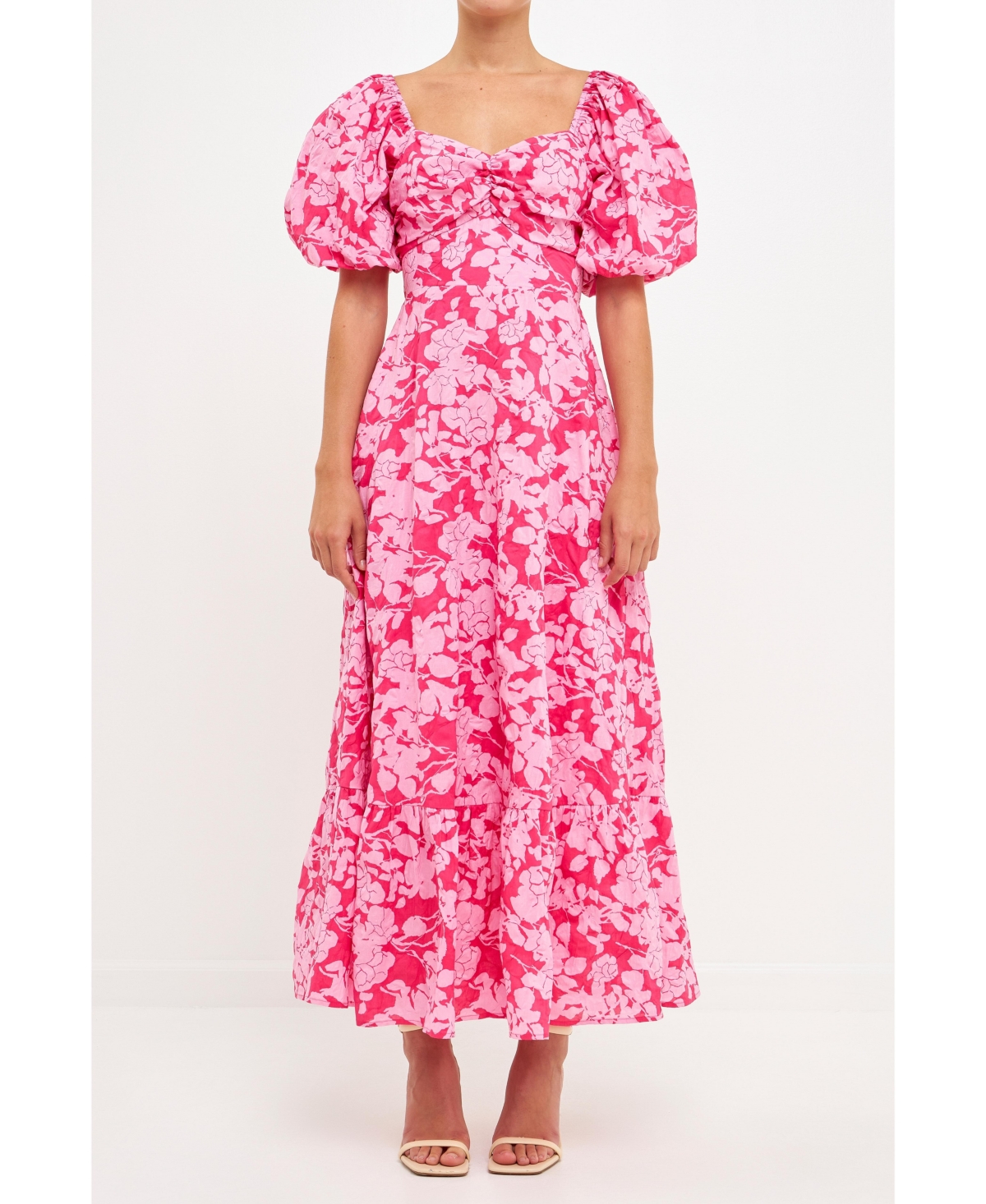 FREE THE ROSES WOMEN'S COMBO FLORAL BOW TIE MAXI DRESS
