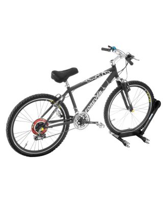 Bike Floor Stand - Foldable Bicycle Rack with Connection Points for Touchless Parking of Multiple Mountain, Road, or BMX Bikes by (Black)