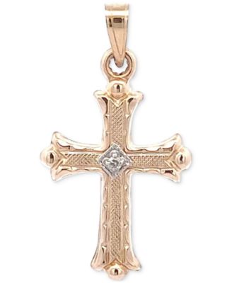Macy's - Diamond Accent Textured Cross Pendant