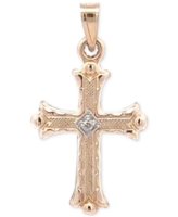 Diamond Accent Textured Cross Pendant, Created for Macy's - Yellow Gold