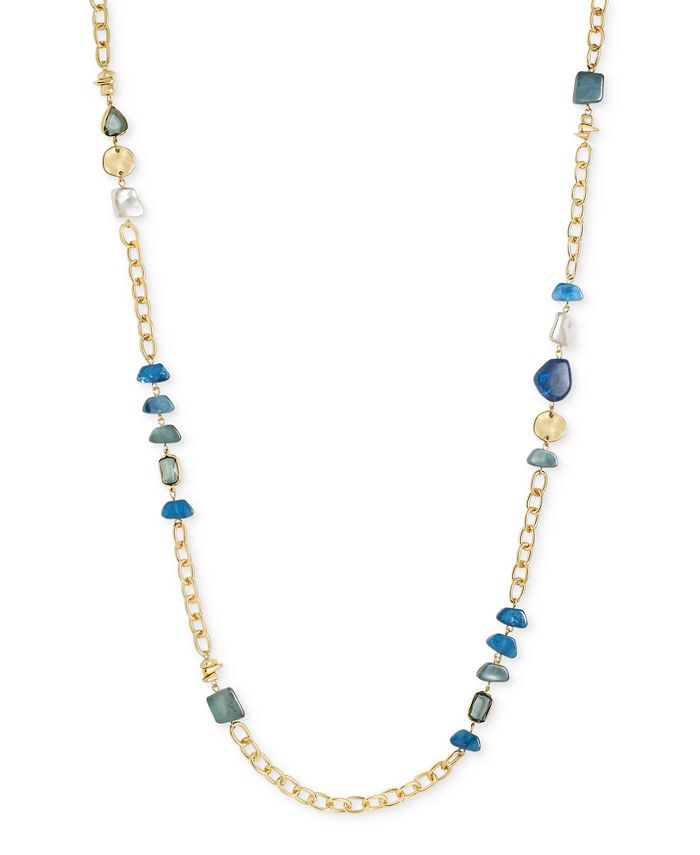 Style & Co Gold-Tone Mixed Bead Station Strand Necklace, 42