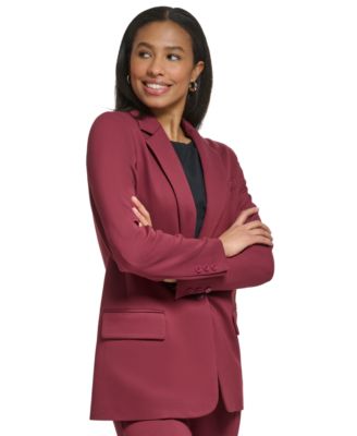 Petite Notch Collar Flap Pocket One-Button Jacket