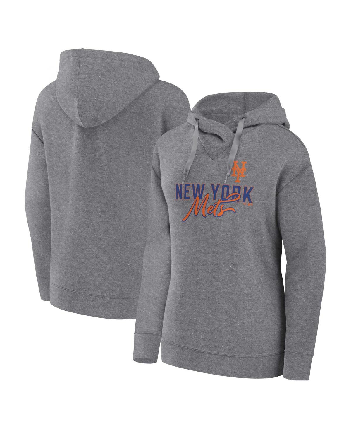 PROFILE WOMEN'S PROFILE HEATHER GRAY NEW YORK METS PLUS SIZE PULLOVER HOODIE