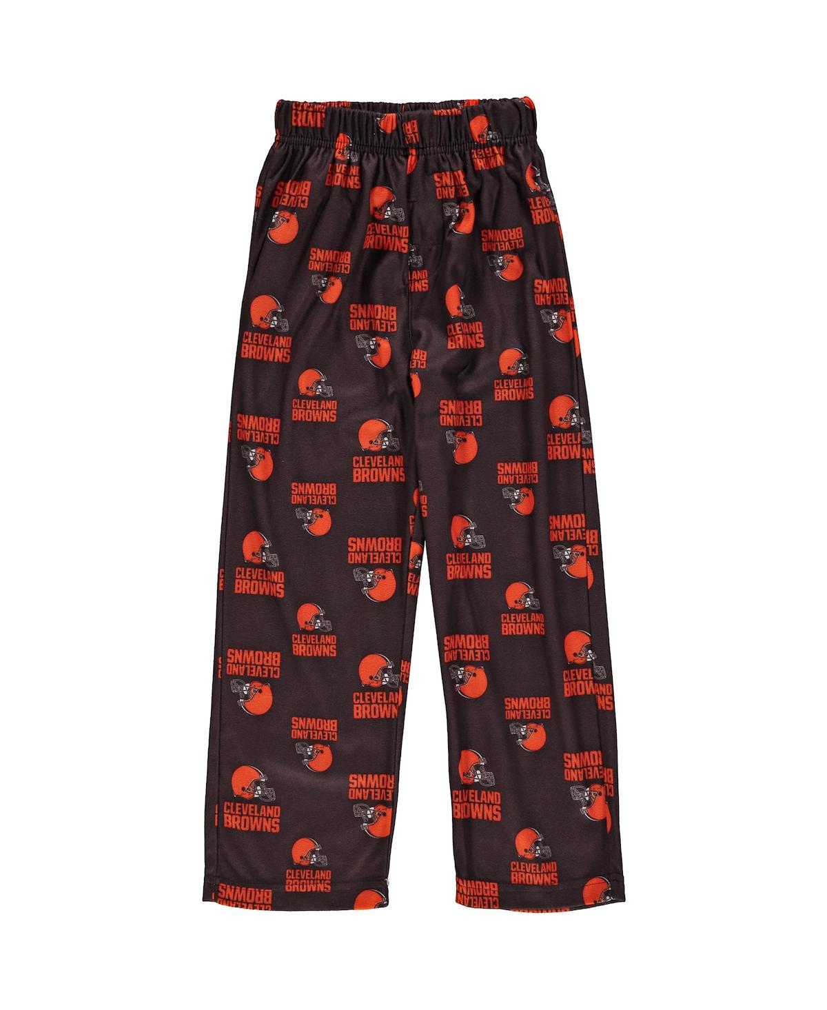 Shop Outerstuff Preschool Boys And Girls Brown Cleveland Browns Allover Logo Printed Sleep Pants