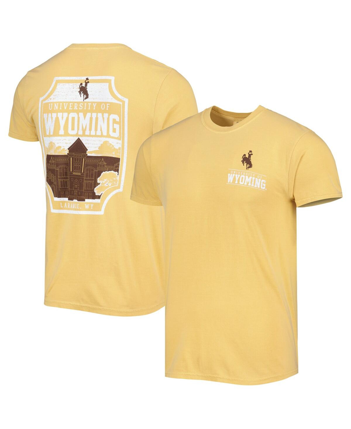 Image One Men's Gold Wyoming Cowboys Logo Campus Icon T-shirt
