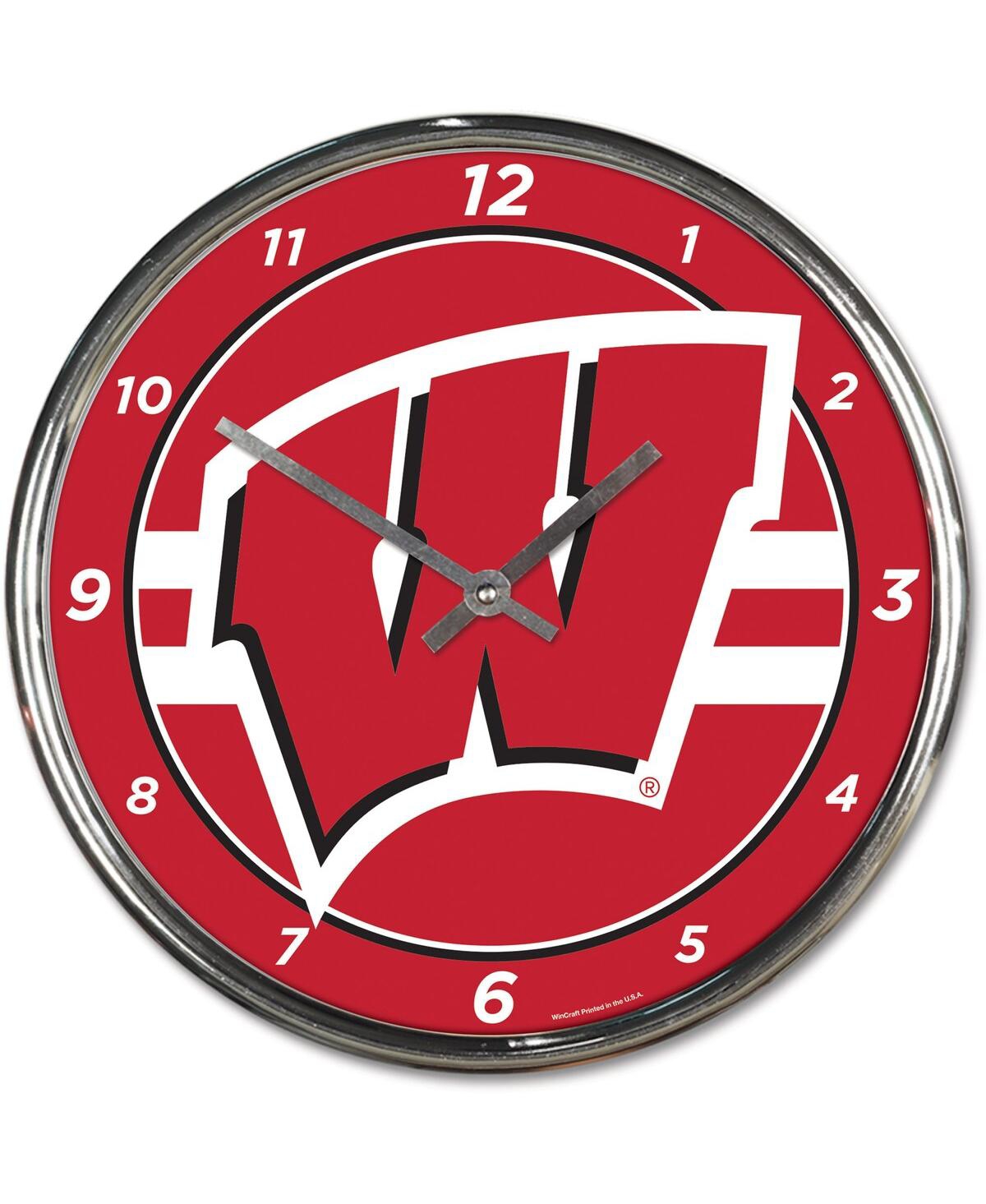 Wincraft Wisconsin Badgers Chrome Wall Clock In Red
