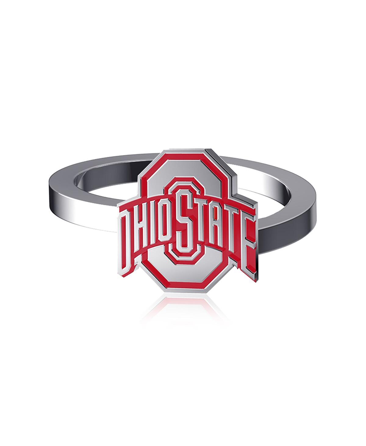 Dayna Designs Women's  Ohio State Buckeyes Bypass Enamel Silver Ring