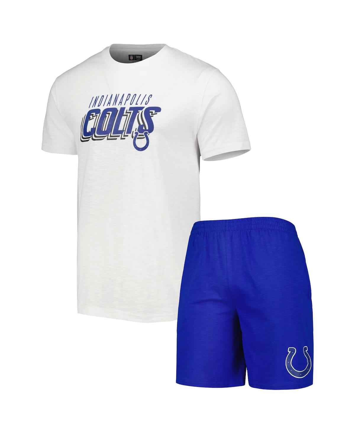 Shop Concepts Sport Men's  Royal, White Indianapolis Colts Downfield T-shirt And Shorts Sleep Set In Royal,white