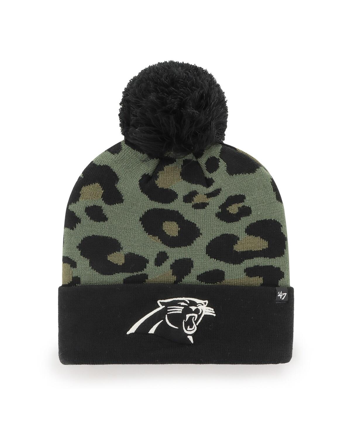 47 Brand Women's ' Green, Black Carolina Panthers Bagheera Cuffed Knit Hat With Pom In Green,black