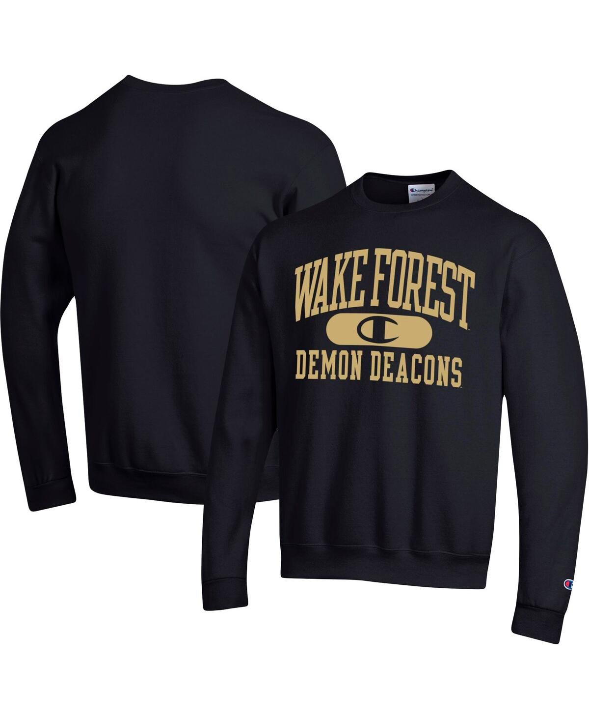 Shop Champion Men's  Black Wake Forest Demon Deacons Arch Pill Sweatshirt