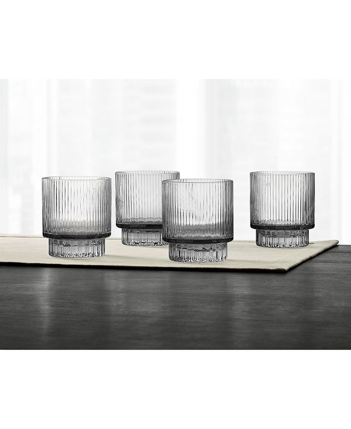 Hotel Collection Fluted Double Old-Fashioned Glasses, Set of 4, Created for Macys - Clear