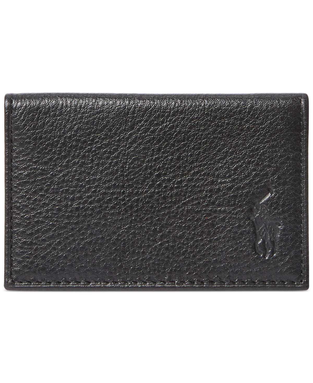 Polo Ralph Lauren Pebbled Leather Card Wallet In Black