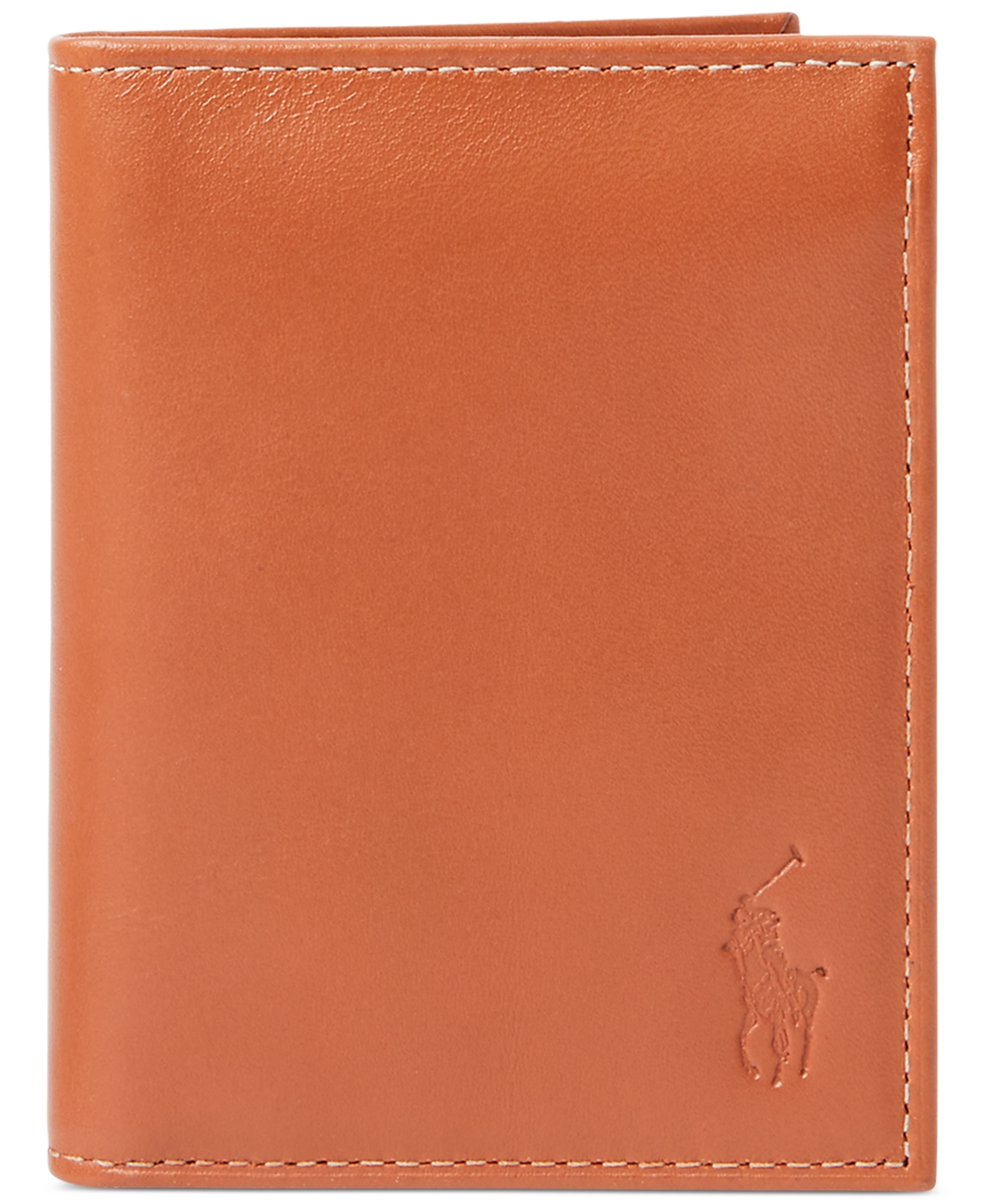 Polo Ralph Lauren Burnished Leather Billfold In Brown