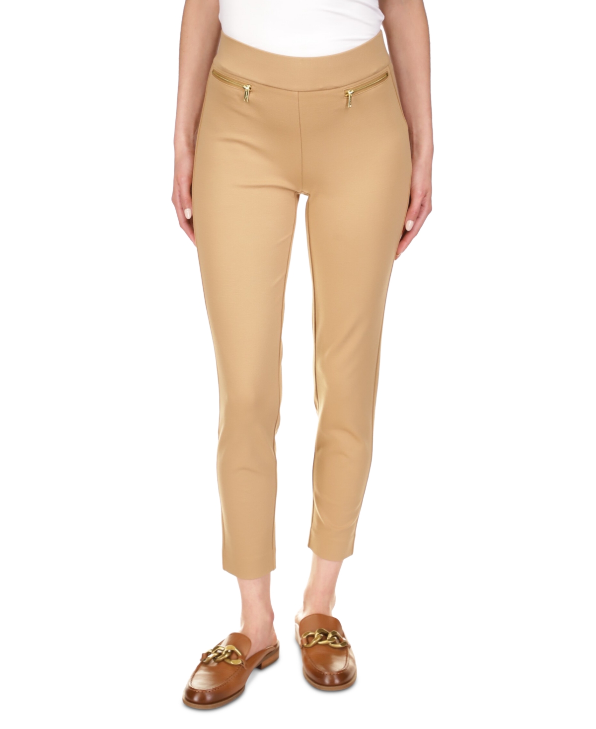 Michael Kors Michael  Women's Zip-pocket Pull-on Trousers, Regular & Petite In Dark Camel