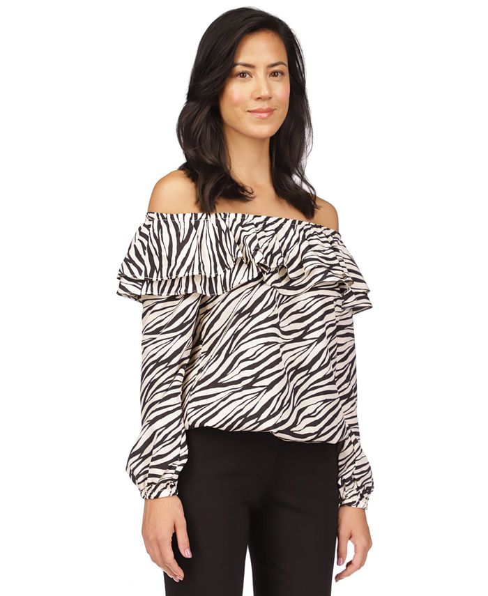 Michael kors off the shoulder ruffle top discount