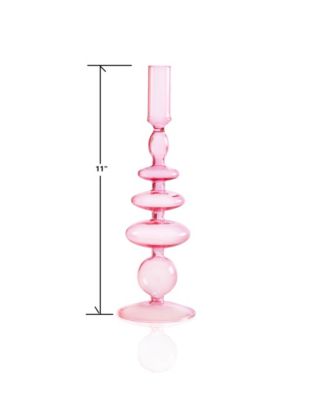 Aurora Glass 3- Piece 9.5", 11", 12" Tall Assorted Color Candlesticks
