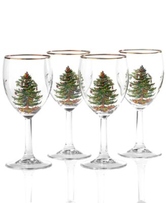 Spode Christmas Tree Stemless Wine Glasses, Set of 8 - Macy's