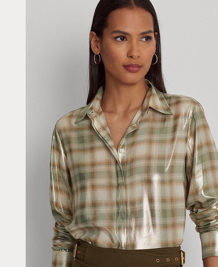 Lauren Ralph Lauren Women's ShadowPlaid Metallic Shirt Macy's