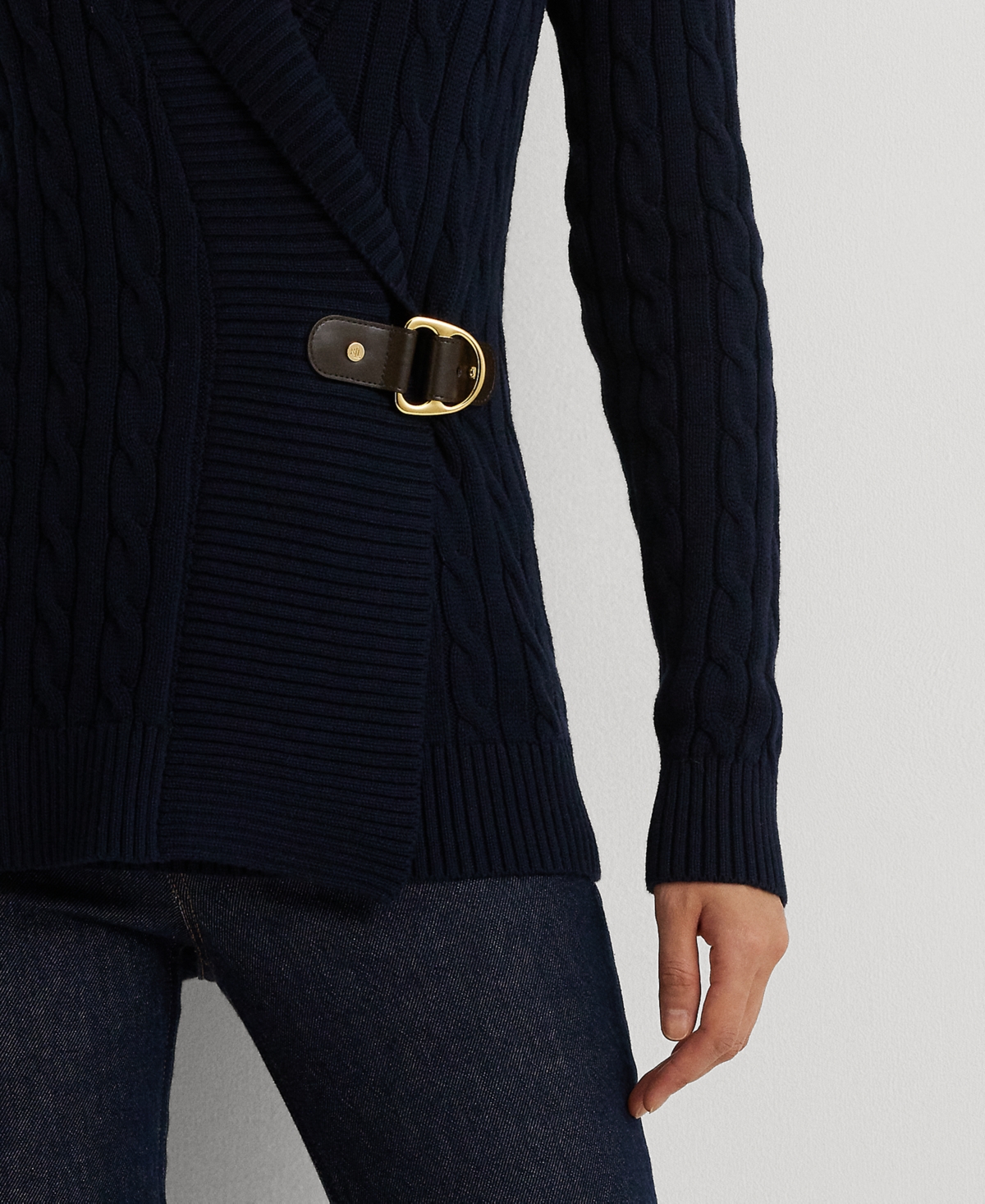 Ralph Lauren Women's Buckled Cotton Sweater In Blue