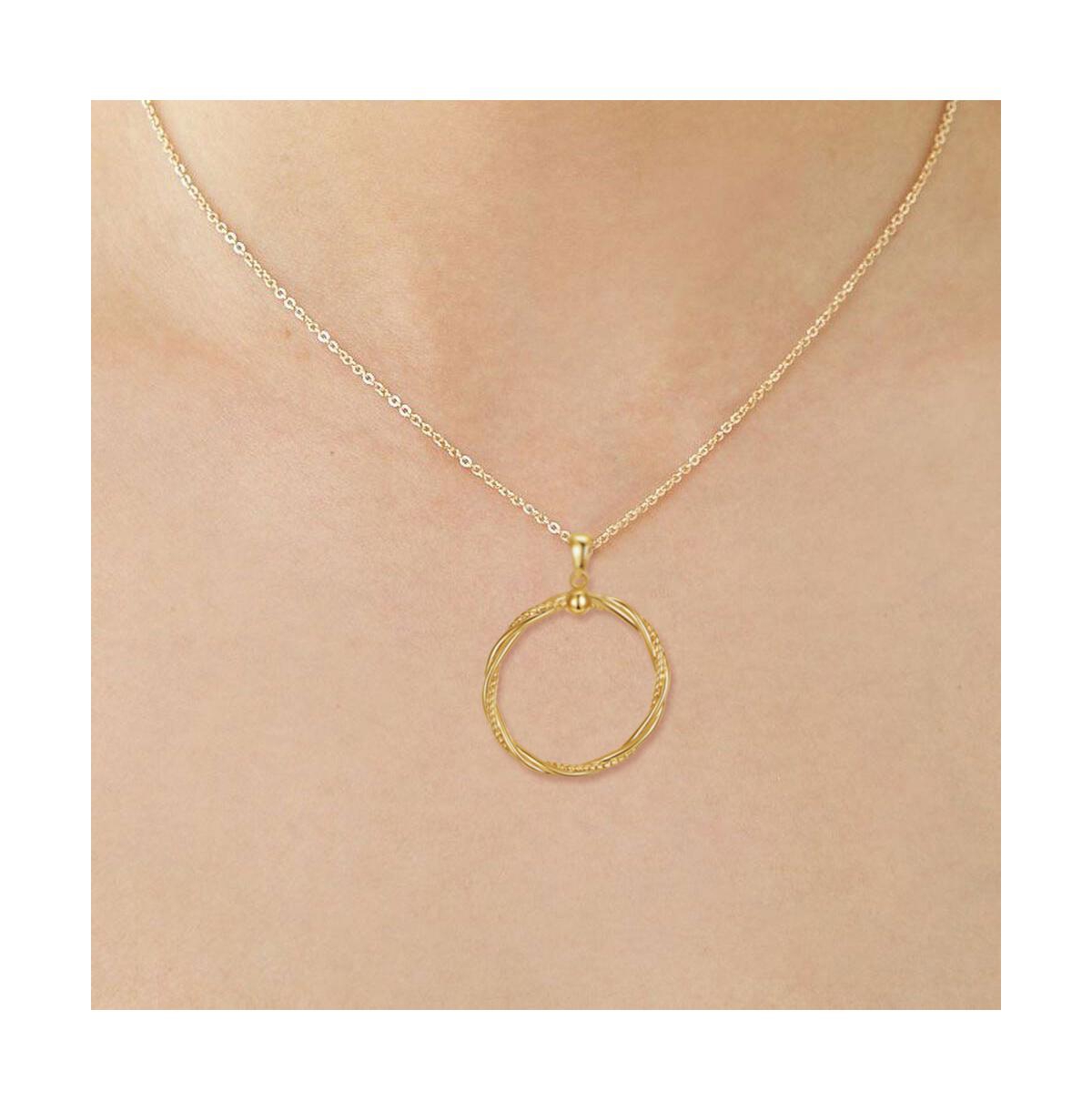 Rachel Glauber 14k YellowPlated Twisted Rope Eternity Wreath Halo Box chain Necklace - Gold