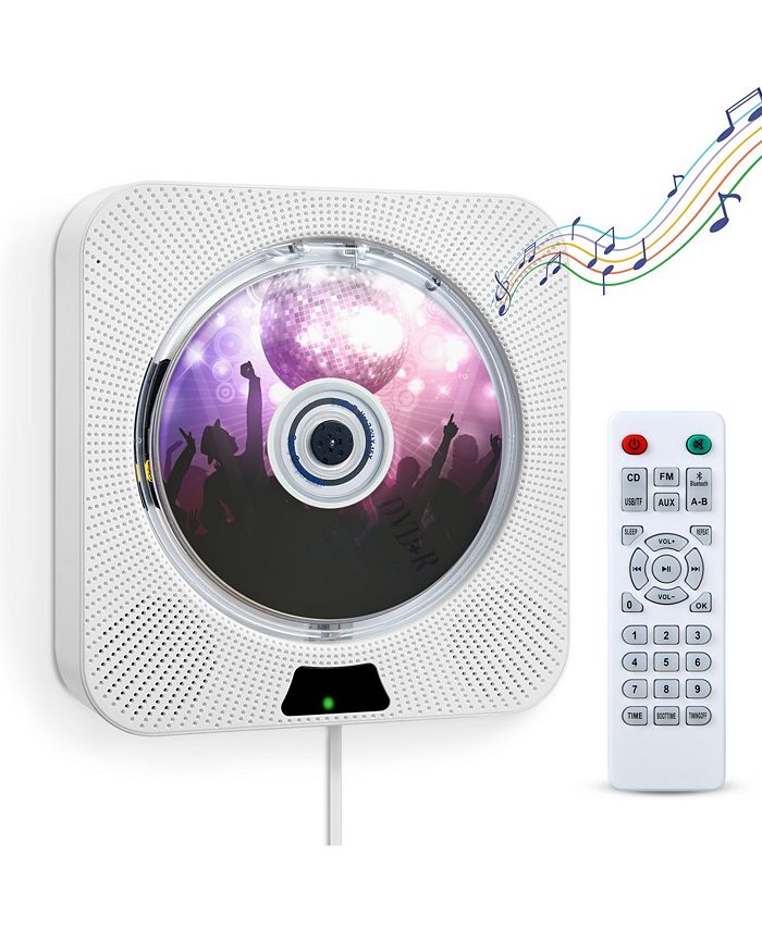 Dartwood Wall Mountable CD Player with Speakers CD Players for Home with Bluetooth Speaker, FM