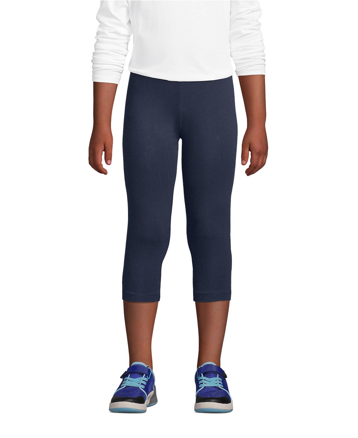 Lands' End Big Girls Plus School Uniform Tough Cotton Capri Leggings