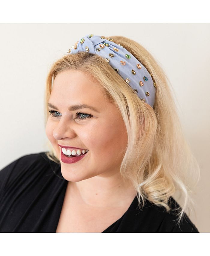 Headbands of Hope Women's Traditional Knot Headband Light Blue Gem