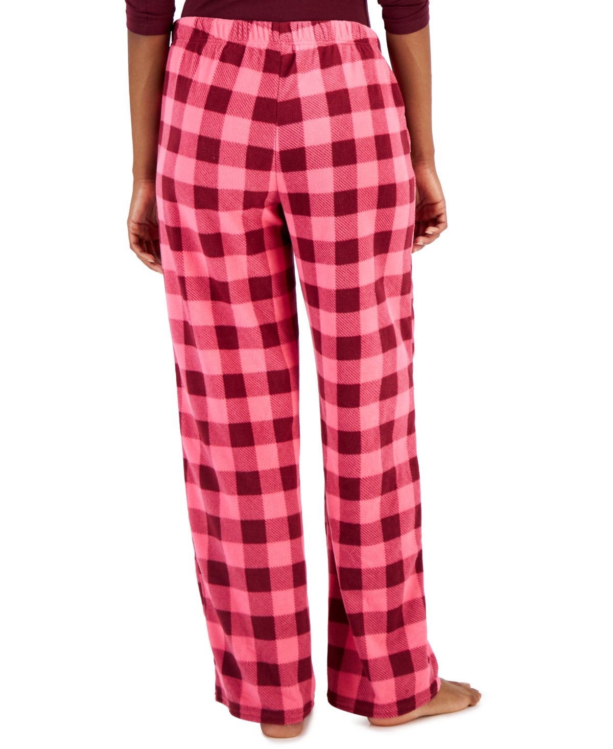Jenni Women's Printed Fleece Wide-leg Pajama Pants, Created For Macy's In Buffalo Check