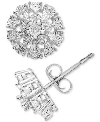 Shops 1/10CT TW Diamond Sterling Silver cluster earrings