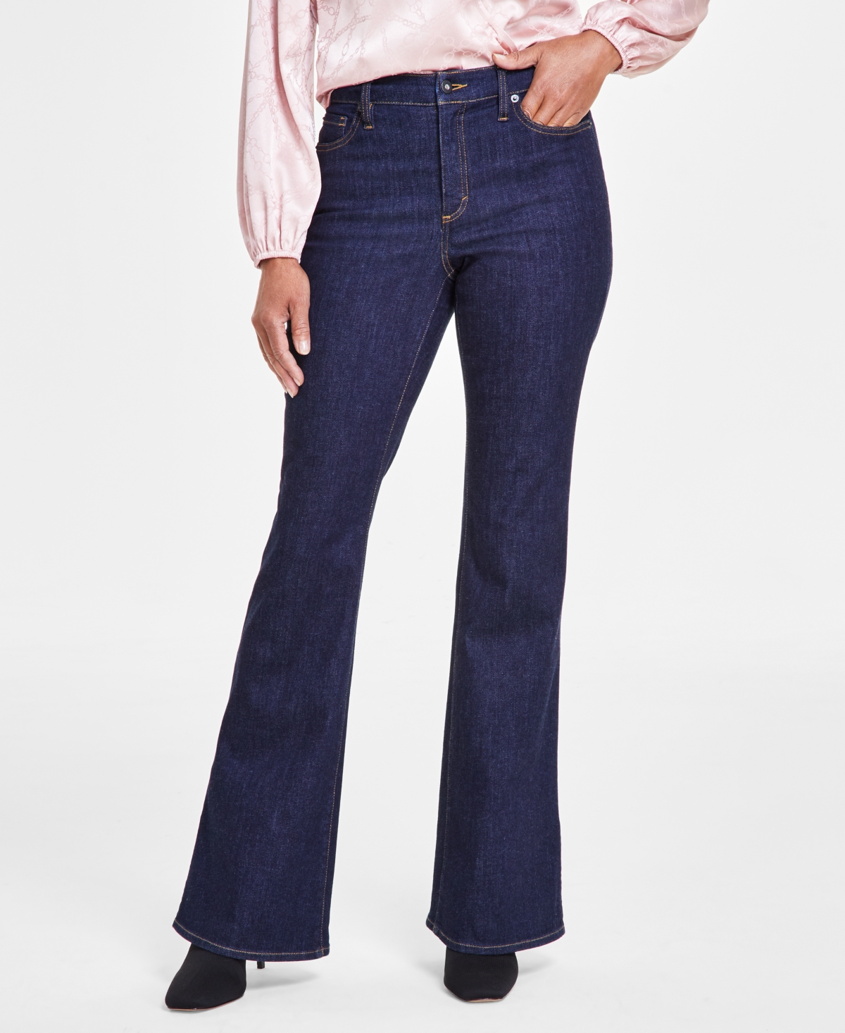 Inc International Concepts Women's High-rise Flare Jeans, Created For Macy's In Dark Indigo