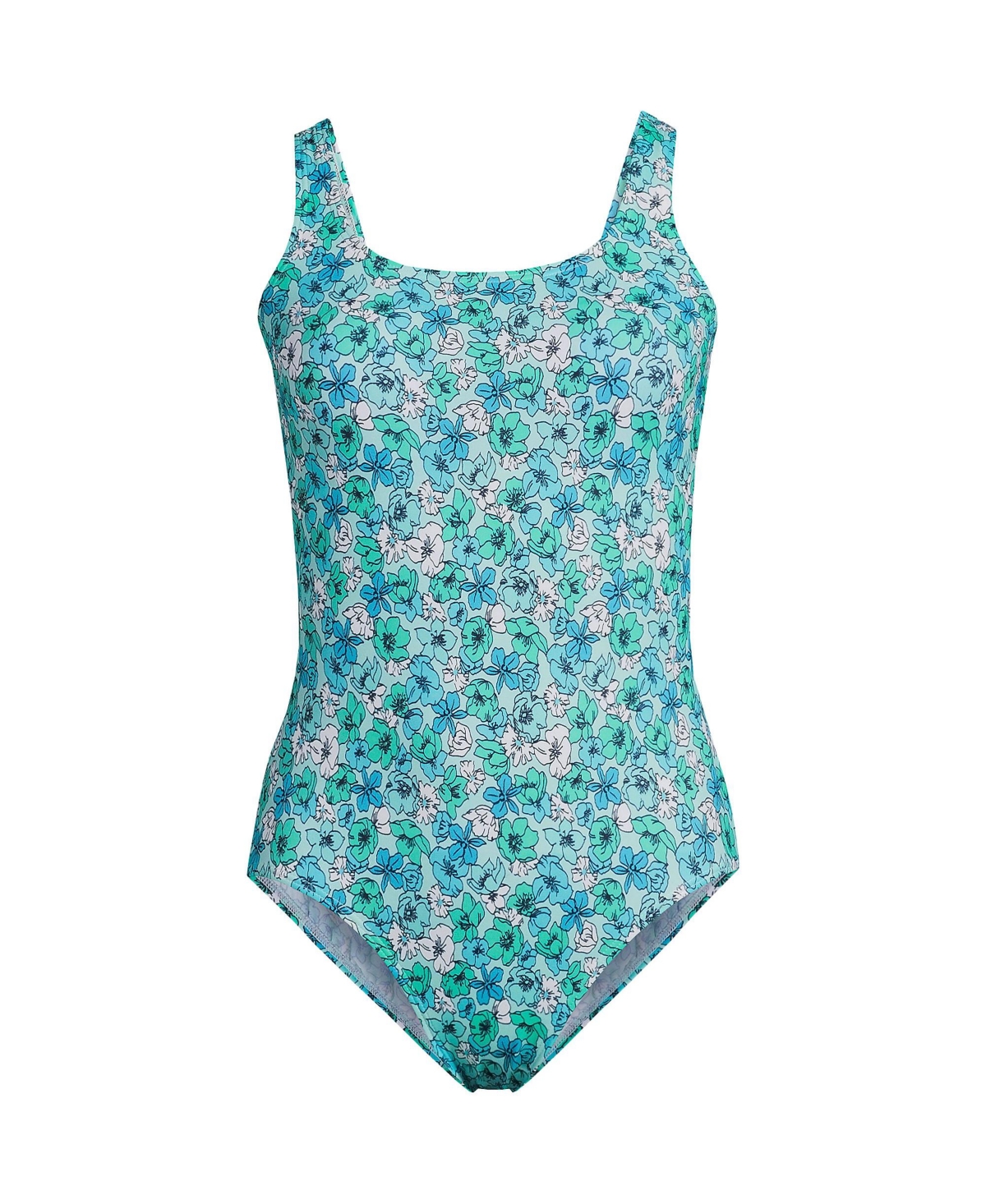 Women's Plus Size Chlorine Resistant Smocked Square Neck One Piece Swimsuit  with Adjustable Straps