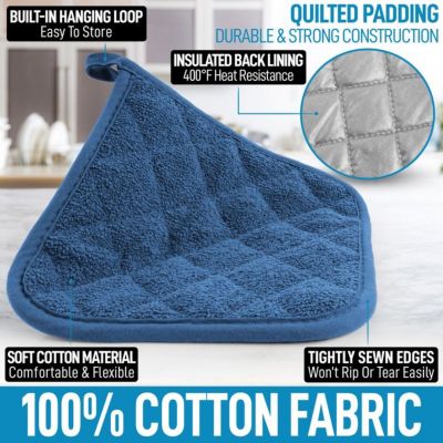 Washable Quilted Terry Cloth Potholder for Cooking and Baking (6 Pack)