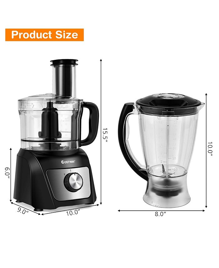 Costway 8 Cup Food Processor 500W Variable Speed Blender Chopper w/ 3