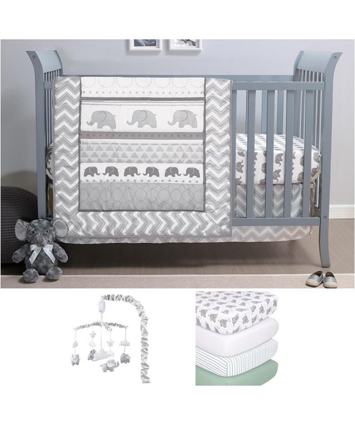 The Peanutshell Elephant Walk 8 Piece Baby Nursery Crib Bedding Set