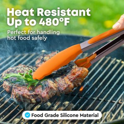 Stainless Steel Kitchen Tongs with Silicone Tips - Set of 2